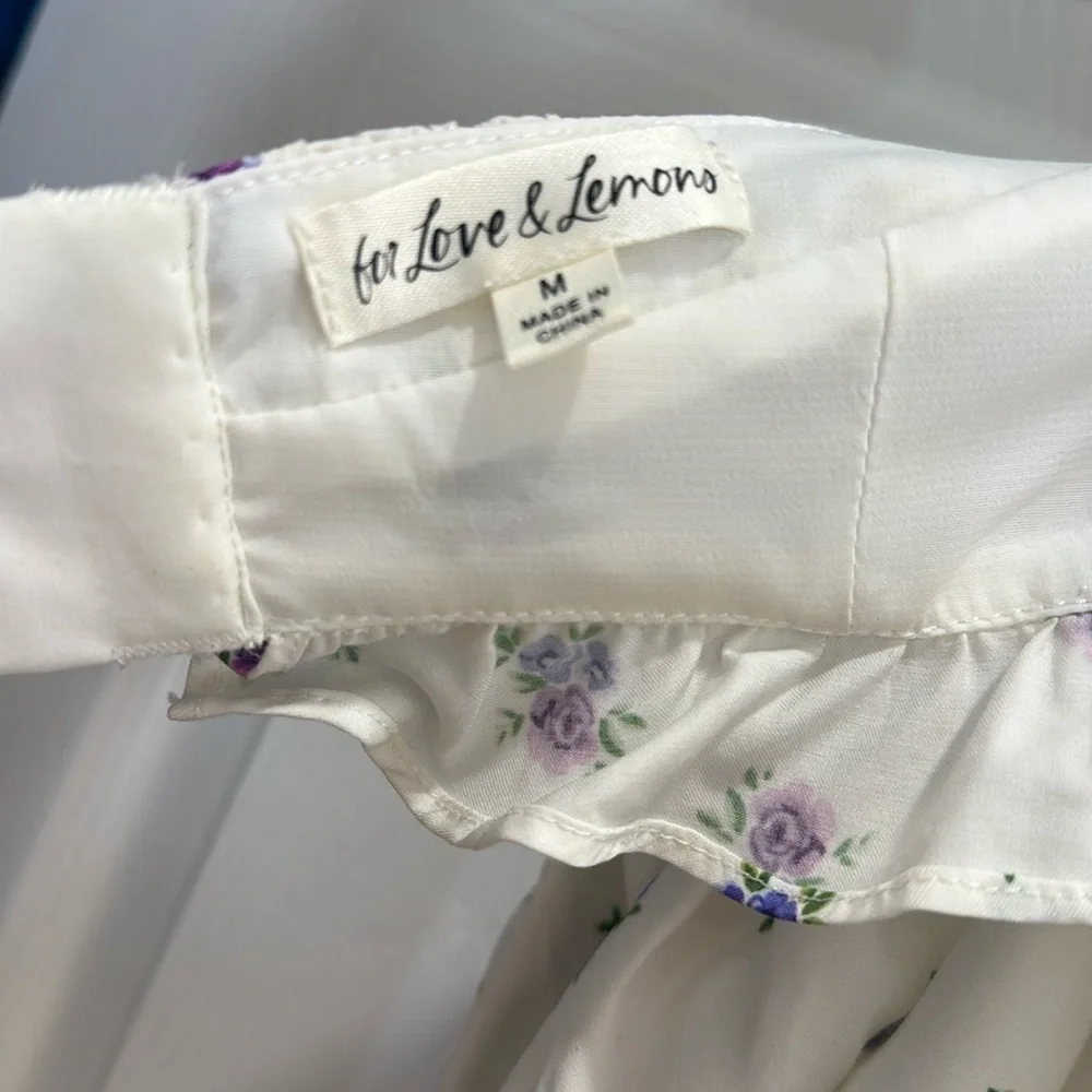 For Love & Lemons Floral White Bra Top with Purple flowers - Picture 3 of 4